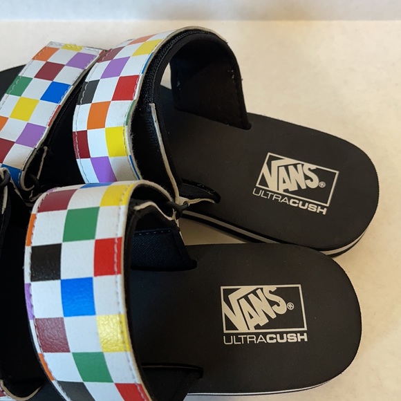 VANS Rainbow Checker Adjustable Slides Size 5 - Picture 3 of 5